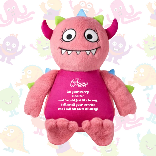 Personalised Pink/Blue Worry Monster